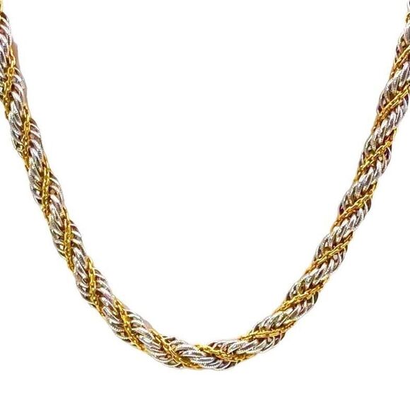 AWA Vintage Monet Gold & Silver Weaved Necklace - Picture 6 of 8